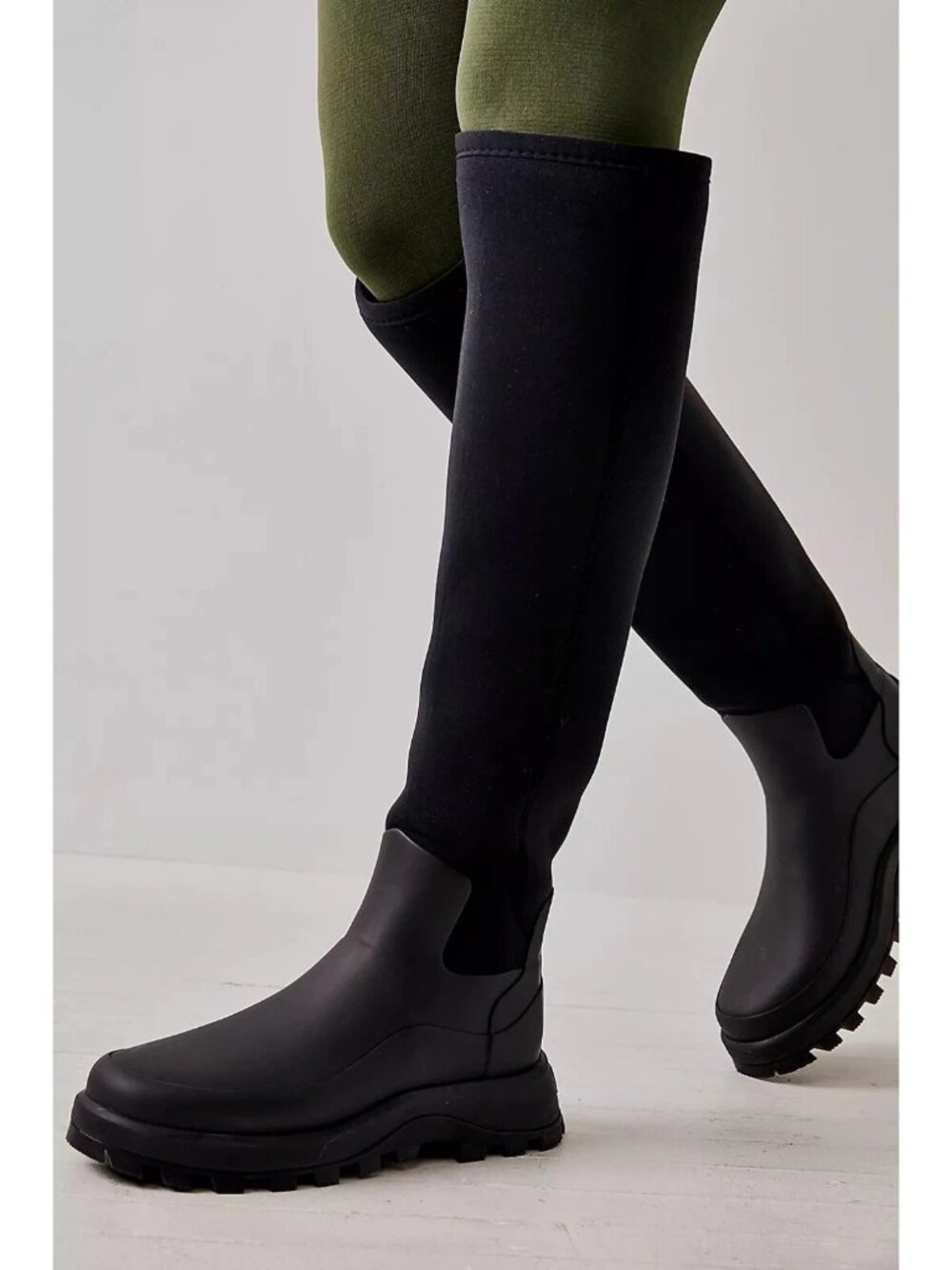 Hunter Tall City Explorer Boots in Black Neoprene Womens Size 7 / EU 38